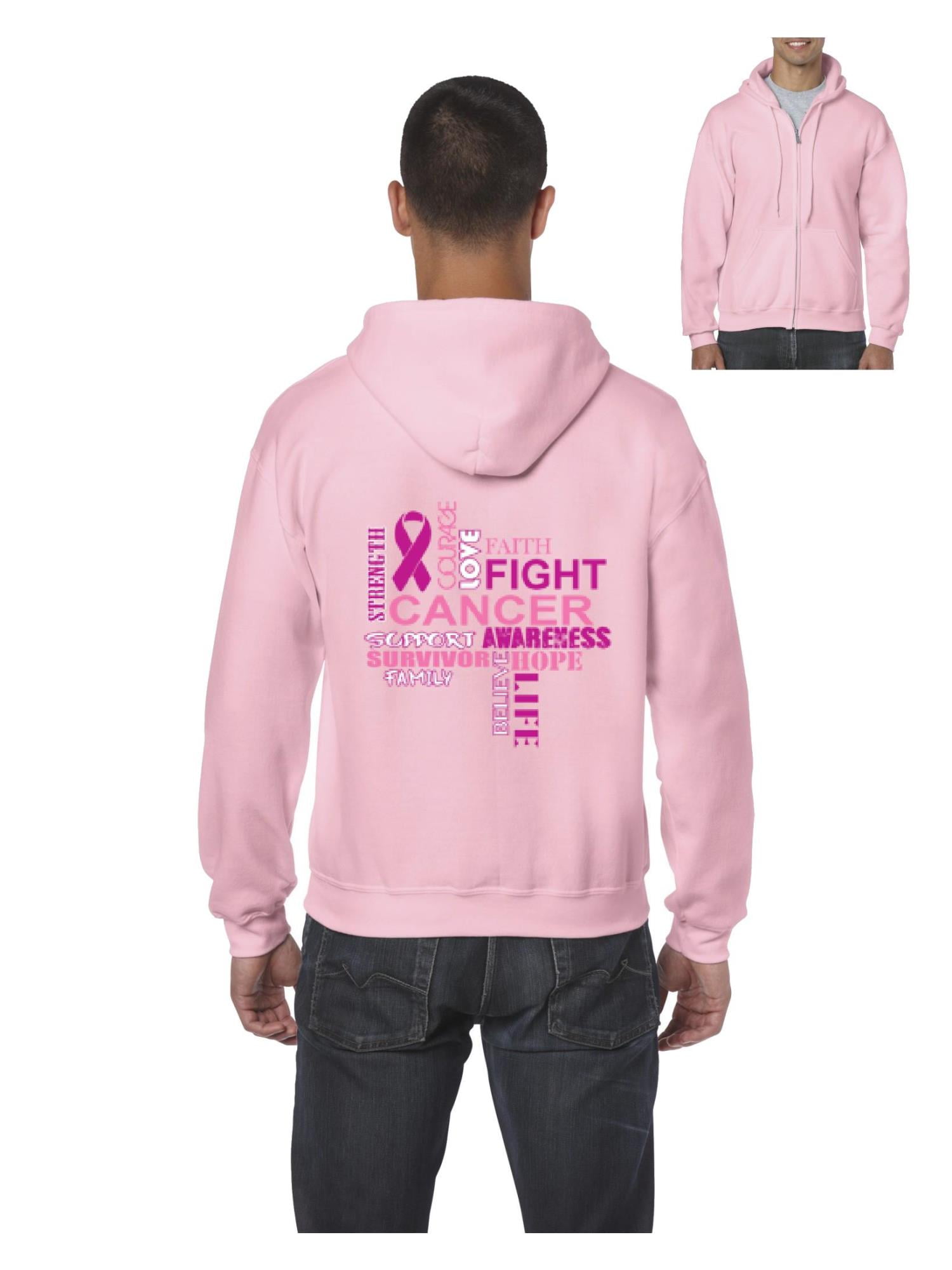 IWPF - Mens Breast Cancer Full-Zip Hooded Sweatshirt - Walmart.com ...
