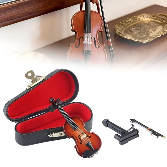 BESTSKY 2026 New Playable Tiny Violin Figurine,The Worlds Smallest Miniature Musical Instrument with Sound and Sad Music,Dollhouse Accessory Or Keychain Charm for Gag Gifts(3.2In)