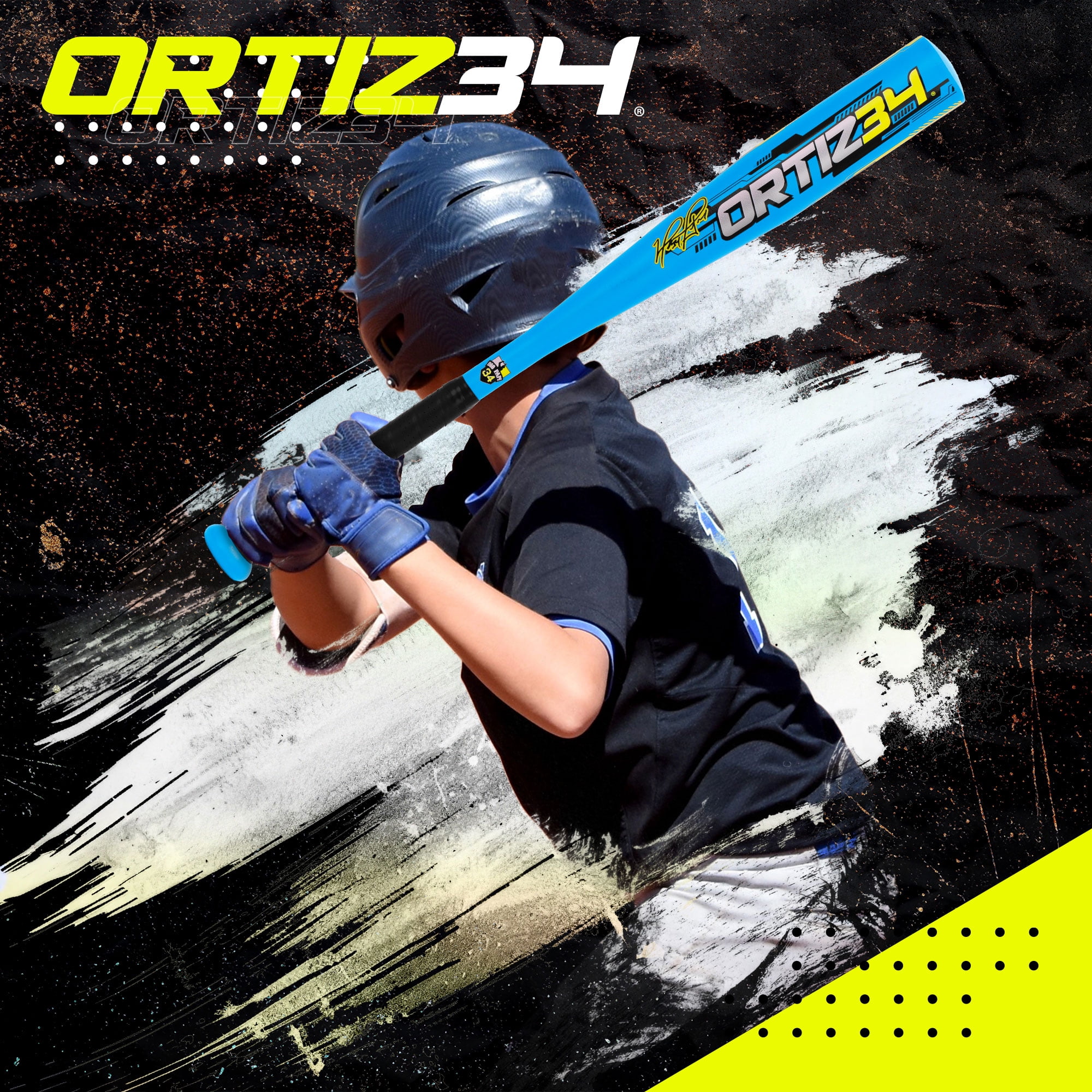 Ortiz34 Youth T-Ball Set, 25" Aluminum Bat (-10 Drop), Foam Core T-Ball, 9" Lightweight Glove, Graffiti Print