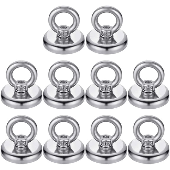 DURMATE40 LBS(18KG) Magnetic Hooks Super Strong Neodymium Magnetic Hooks with Countersunk Hole Eyebolt for Home Kitchen Workplace Office and Garage - 10 Pack