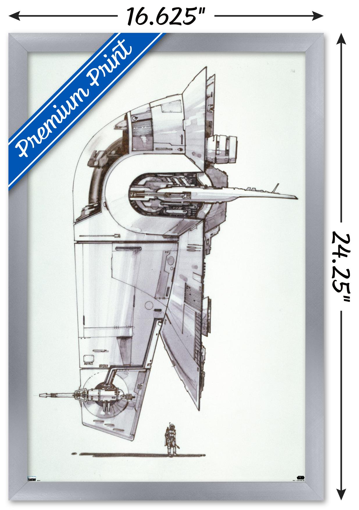 Star Wars: Saga - Boba Fett - Ship Wall Poster, 14.725" x 22.375", Framed