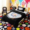 thumbnail image 3 of Erosebridal Pastel Striped Baseball Glove Print Twin Comforter Sets, Cute Sports Bedding Set for Kids Boys and Girls, Black Reversible 2-Piece, 1 Comforter and 1 Pillowcase, 3 of 6