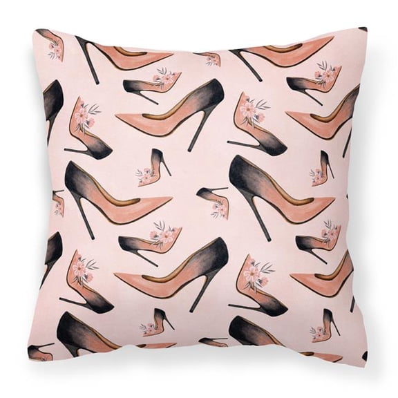 Watercolor Fashion Diva Shoes Fabric Decorative Pillow - 14 x 14 in.