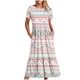 thumbnail image 1 of Puntoco Vestido Midi De Moda Para Mujer Vestido Con Cuello Redondo Y Manga Corta Con Doble Bolsillo Y Estampado Geométrico Pop Rosa S,Regalos Para Mujer Joven, 1 of 4