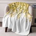 thumbnail image 3 of Throw Blanket for Couch Yellow Eucalyptus Soft Fleece Flannel Blankets Cozy Lightweight Blanket for Home Sofa Living Room Watercolor Leaves Bed Throws 50" x 60", 3 of 9