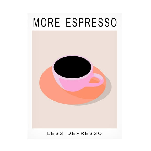 Canvas Wall Art - Bykammille 'More Espresso Less Depresso' Wall Art for Living Room, Bedroom, or Office Décor by Trademark Fine Art - 14 x 19 Inches
