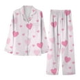 thumbnail image 4 of Shadoumai Women 2 Piece Pajama Set Heart Print Long Sleeves Button Down Lapel Shirt Long Pants Matching Sets Loungewear, 4 of 4