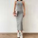 thumbnail image 2 of 2024 nuevo liso básico Vintage sin mangas acanalado ceñido al cuerpo vestido de punto de verano para mujer Casual Sexy ajustado a la cadera vestido Midi para mujer, 2 of 5
