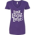thumbnail image 3 of Inktastic Funny Goth Lurk Laugh Loathe with Goofy Skeleton Halloween Women's V-Neck T-Shirt, 3 of 5