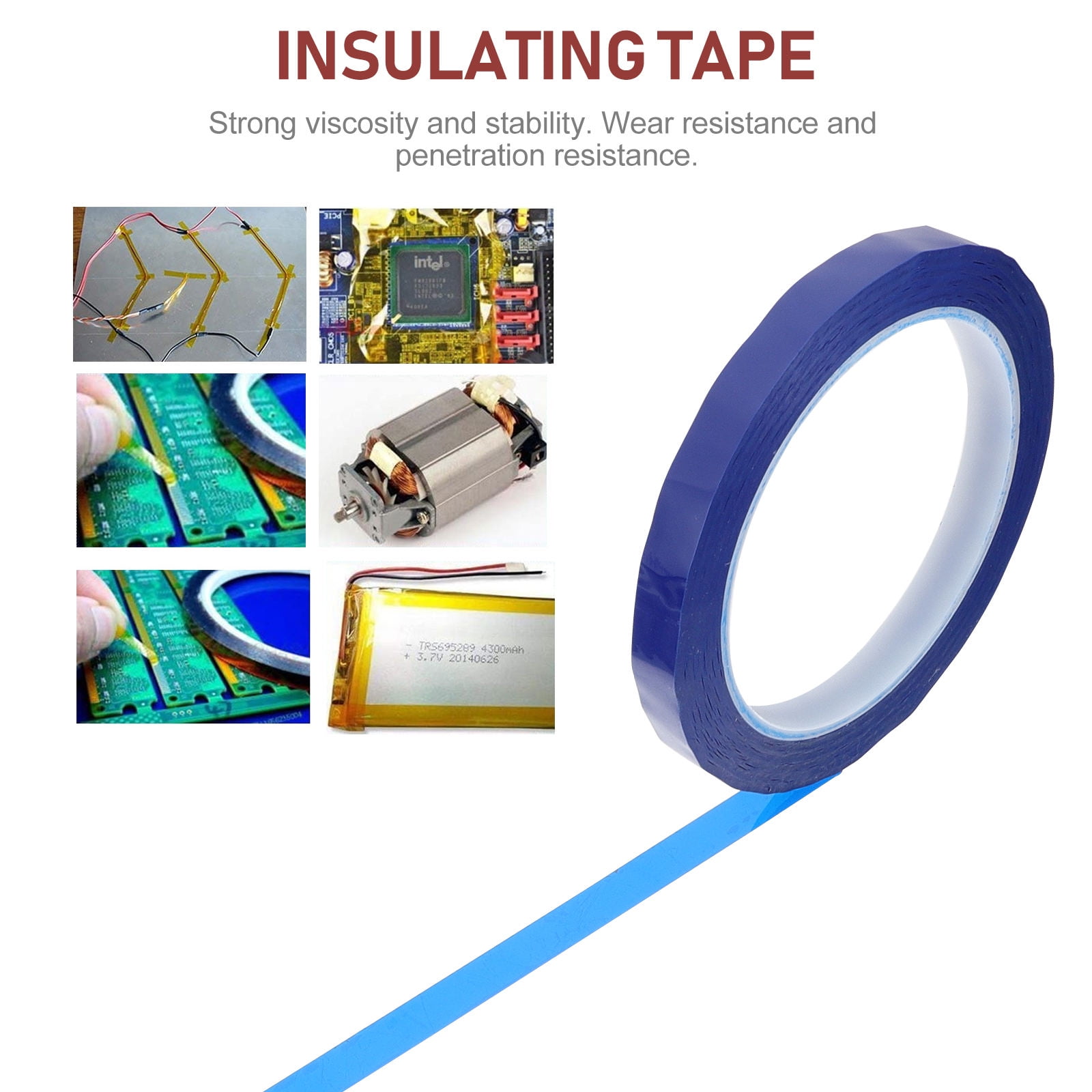 HEALEEP 6 Rolls Blue Pet Electrical Tape Wide Insulation For Home Products 10mmx66m