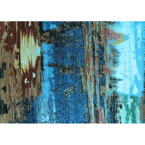 Ahgly Company Indoor Rectangle Oriental Light Blue Industrial Area Rugs, 5' x 7'