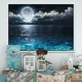 thumbnail image 2 of Designart ' Romantic Full Moon Over Sea ' Seascape Framed Canvas Art Print, 2 of 3