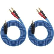 KK Cable Q-P2 18 Gauge OFC Speaker Wire Pair with RCA Male (White & Red) to 2 Pair Banana (4banana) Plugs, Q-P2
