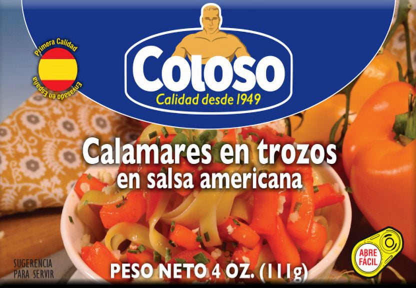 Coloso Calamar in Marinara Sauce, 15 oz Can, Canned Seafood