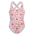 thumbnail image 2 of Girls Swimsuit Size 8 Ruffle Hem Hawaiian Soft Rash Guard One Piece Cut Out Bathing Suit Adjustable Straps Ruched Girls' Swimwear 9-16y, 2 of 4