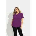 thumbnail image 2 of CASSIE LIZ Plus Size Polo Shirts Womens Summer Purple Shirts V Neck Ladies Shirts with Collar Fashion Business Short Sleeve Collared Shirts Casual Loose Fit Spring Tops XL 14W 16W, 2 of 6