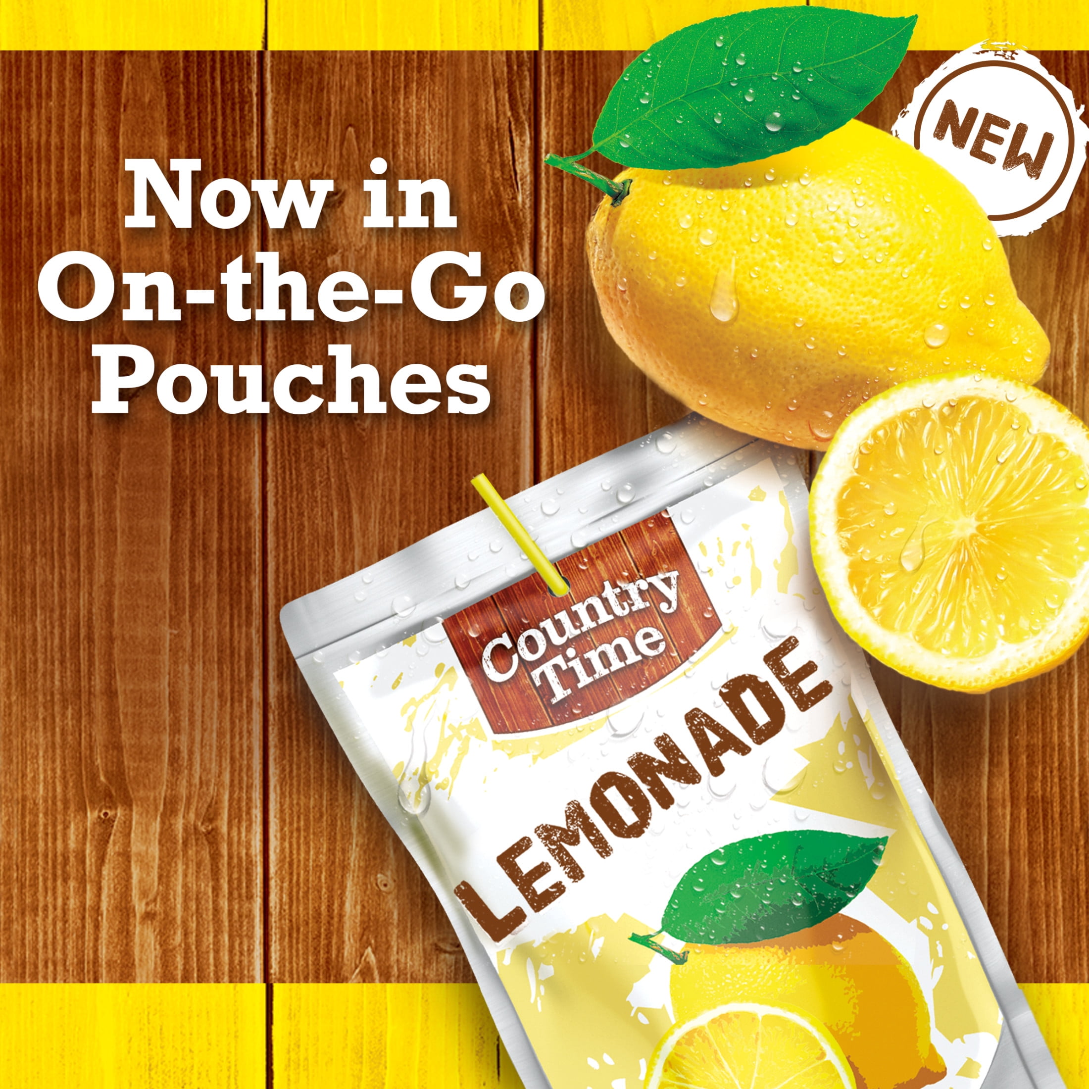 (2 pack) Country Time Ready to Drink Flavored Drink, 10 Pouches, for School Lunches and On-the-Go Hydration, Lemonade, No Artificial Colors or Flavors, 6 fl oz