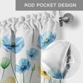 thumbnail image 5 of Spring Floral Valances for Windows Watercolor Blue Green Yellow Poppy Rod Pocket Curtain Valance Window Treatment Short Curtains for Kitchen Living Room, 58"x16", 5 of 9