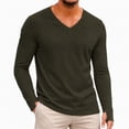 thumbnail image 2 of Rvwovn Men's Long Sleeve V-Neck Shirt Stretch Thumb Cuffs Athletic Base Layer Top Workout Daily Wear, 2 of 6