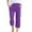 Purple, variant on felwors Generic Capri Pants for Women Casual 2024 Summer Drawstring Elastic High Waist Linen Pants Wide Leg Plus Size Lounge Capris Pink, S