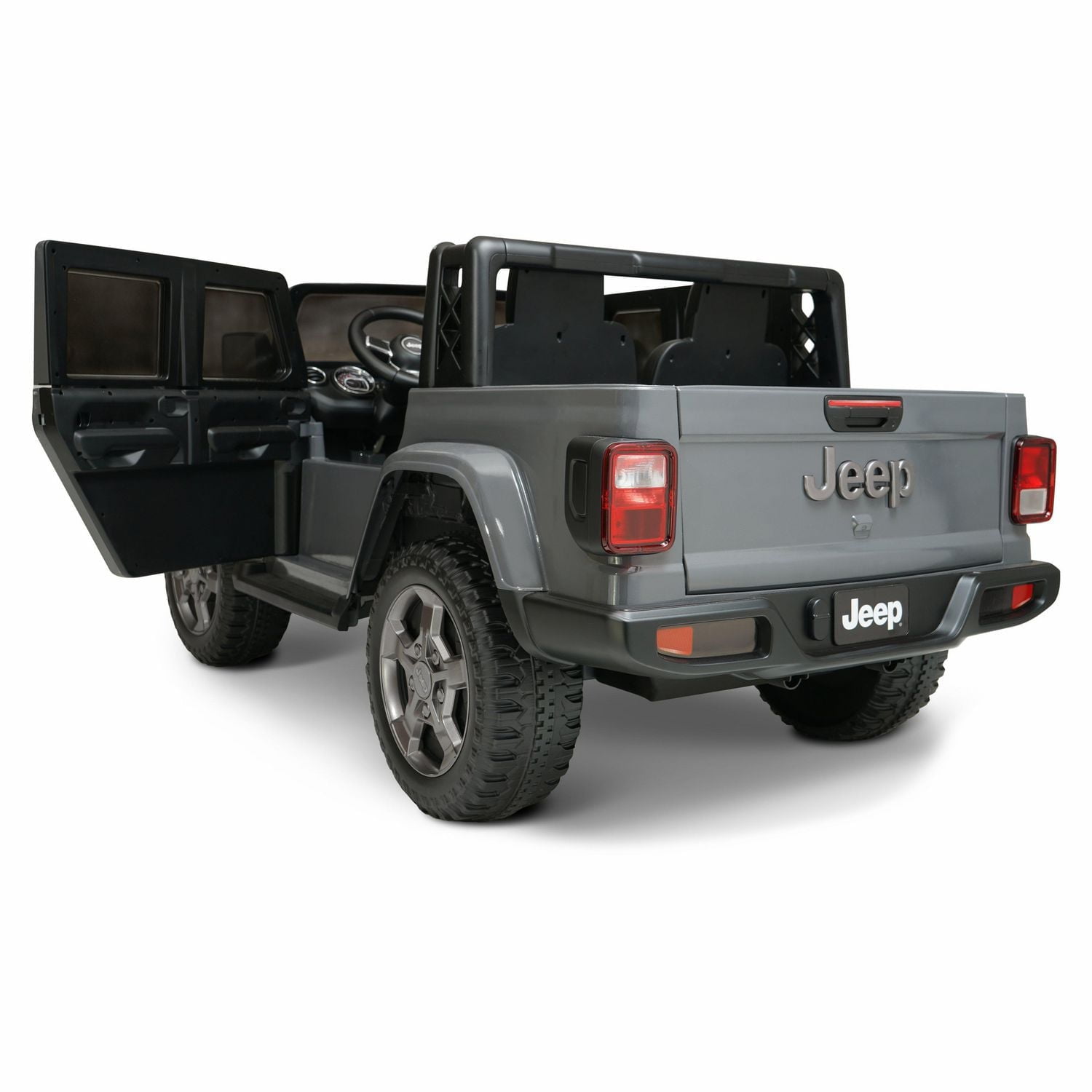 12V Jeep Gladiator Rubicon Battery Powered Ride-on, 2-Seater, Gray, Child Ages 3-8, Max Speed 5 mph