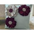 thumbnail image 2 of Light Blue Pillow Cover 20x20 inch (50x50 cm), Designer Throw Pillow Cover, Felt Origami Flower Applique Floral Theme Pillow Cover, Floral, Square Faux Suede Throw - Full Bloom, 2 of 9
