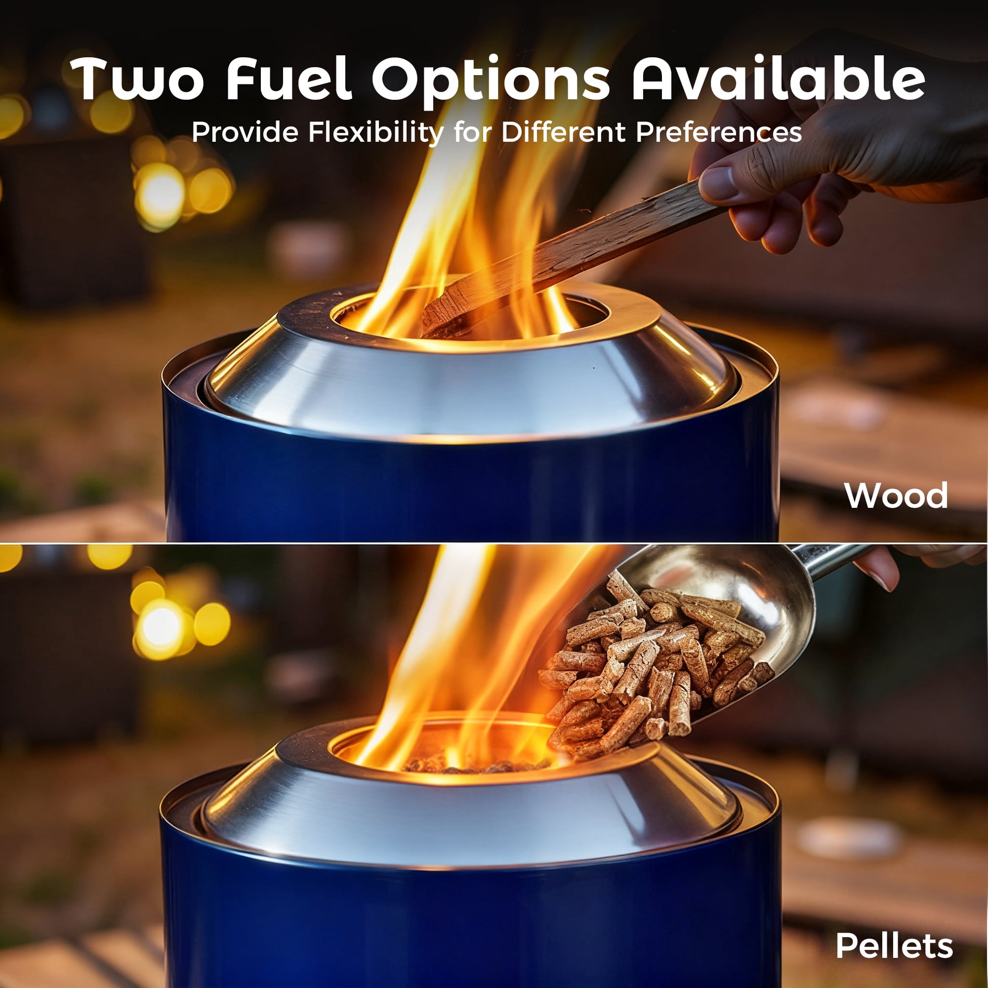 BALI OUTDOORS Portable Smokeless Fire Pit Round, Outdoor Tabletop Firepit, 8.6 * 6.5 inch, Blue