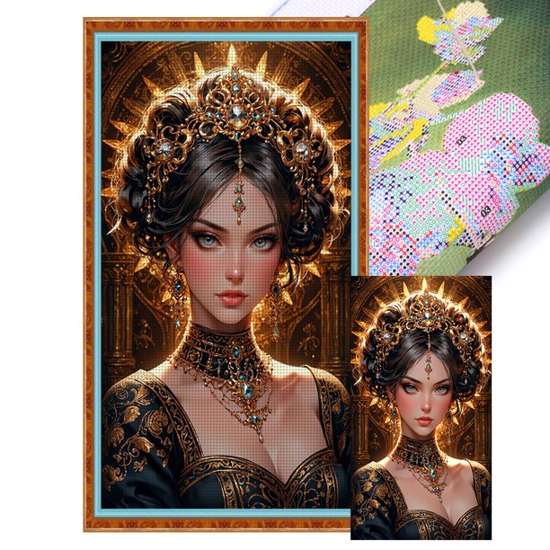 Kit Punto Cruz para Niña Bordado Con Hilo Algodón Ecológico 14CT Arte 40x70cm