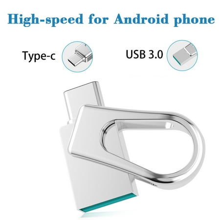 USB C Flash Drive 64 GB for Android Phones OTG Samsung Photo Stick External Storage TOPESEL Swivel USB 3.0 Thumb Drive Silver