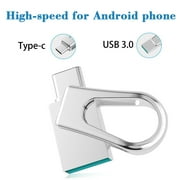 64G USB 3.0 Flash Drive for Samsung OTG Android Phones TOPESEL Swivel Metal Thumb Drive for Key Silver
