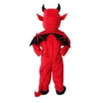 thumbnail image 2 of Toddler Red Hooded Jumpsuit with Horns, Tail and Bat Wings, Soft Halloween Outfit for Boys Girls, S, 2 of 4