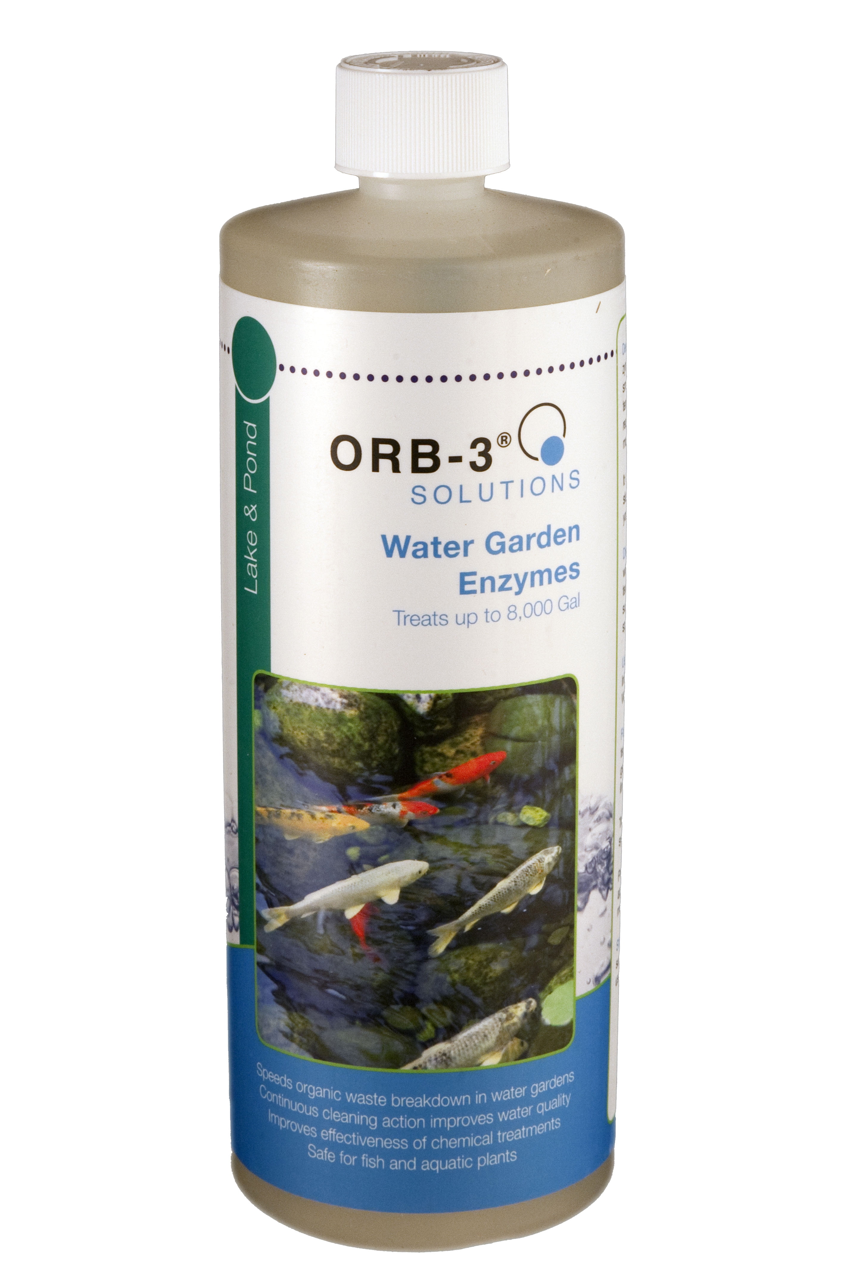 Orb3 Lake & Pond Enzymes (Water Gardens, 1Quart Bottle)