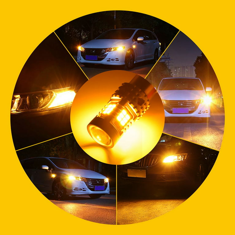  1797 T20 7440 LED Turn Signal Lights Bulbs W21W WY21W Amber  Yellow Error Free No Anti Hyper Flash Tail Lamps Front Rear Replacement  Bright Chrome Invisible 3014SMD 12V 21W 2 Pack 