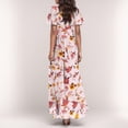 thumbnail image 3 of Womens Floral Maxi Dress Casual V Neck Short Sleeve Flowy Beach Wedding Guest Long Dresses, 3 of 8