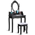 thumbnail image 3 of Costway Vanity Makeup Dressing Table Stool Set Jewelry Desk 3 Drawer Mirror Black, 3 of 10