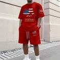 thumbnail image 2 of Sewkxo Men's USA Shirt and Shorts Set American Flag 2 Piece Outfits Fashion Summer Tracksuits Casual Sportwear Set,Red 2XL, 2 of 4