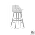 thumbnail image 5 of Erika Modern Transitional Swivel Wood Bar Height Kitchen Bar Stool in White Finish with Light Blue Fabric Upholstered Seat, 5 of 5
