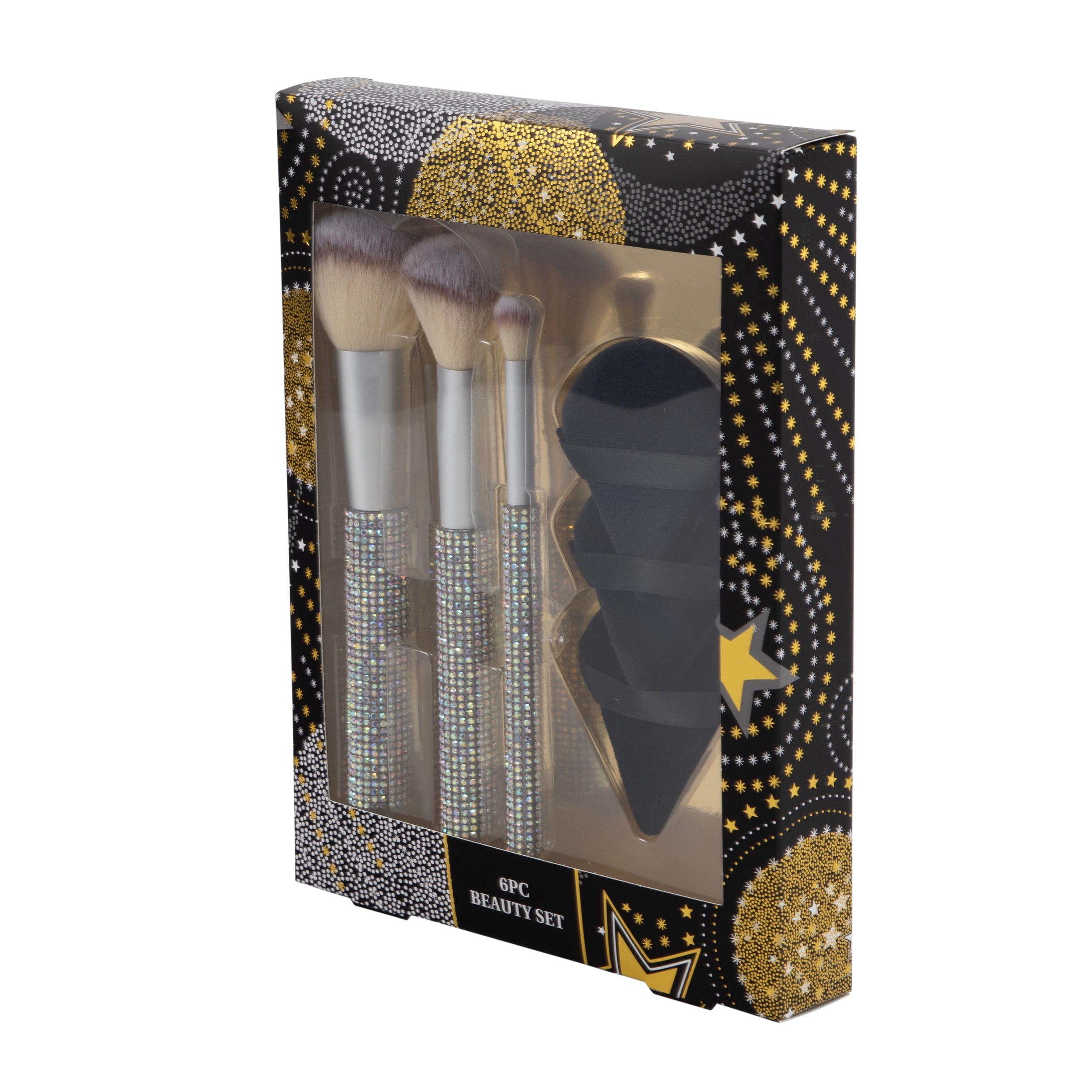 6 pc Bling Brush and Puff Set