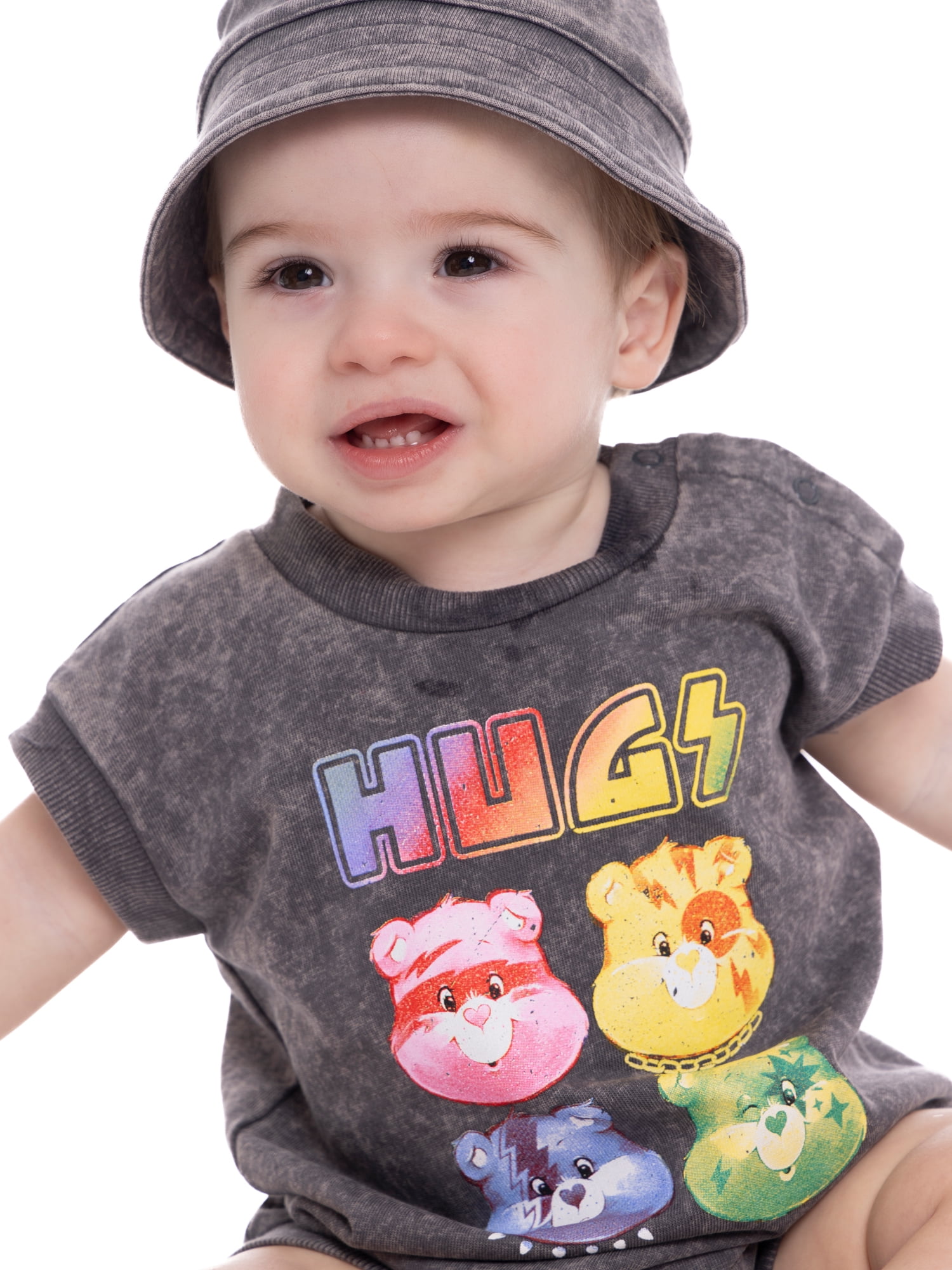 Care Bears Baby Girls Graphic Romper and Bucket Hat Set, 2-Piece, Sizes 0/3M-24M