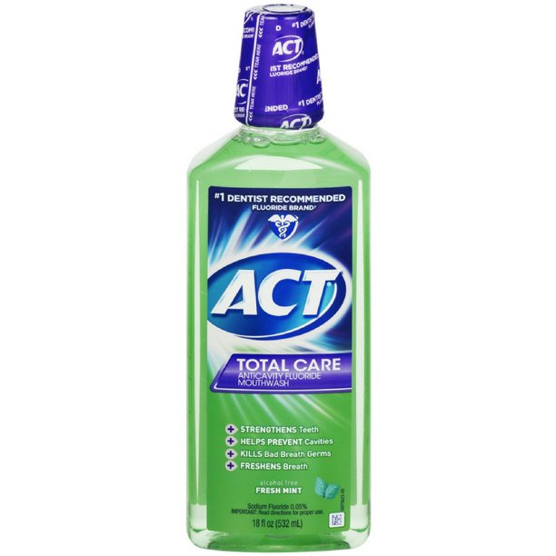 4 Pack Total CARE Anticavity Fluoride Rinse Fresh Mint 18 oz