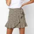 thumbnail image 2 of Summer Skirt Saving! Jerdar Women's Casual Print Ruffles A-Line Pleated Lace Up Bandage Short SKirt Beige S, 2 of 5