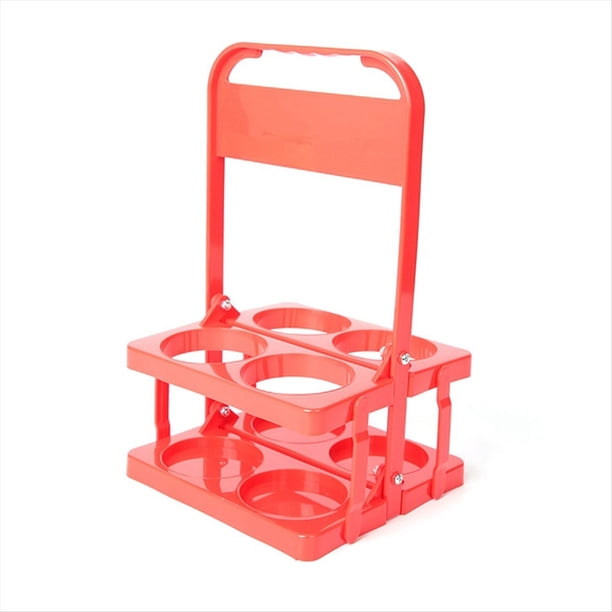 Portabebidas de Plástico Plegable con 4 Orificios, Portabebidas Reutilizable con Asa Portabebidas Portátil Rojo