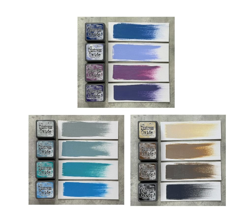 Mini Distress Oxide Pad Bundle - Ranger Tim Holtz Mini Distress Oxide Pad Sets #1, #2, #3, #4, #5, #6 with 2 Mini Distress Storage Tins and Trebbies Detail Sticks