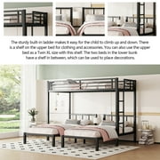 Bellemave Triple Bunk Bed Twin XL over Twin and Twin Metal Bunk Bed Convertible 3 Bunk Bed for Teens, Black