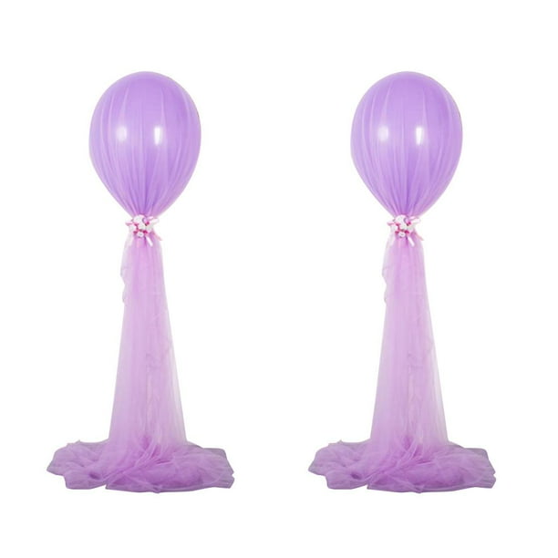 2 juegos de decoraciones con soporte de tul para globos para celebraciones de bodas púrpura Yuyangstore Base de soporte de globos de tul