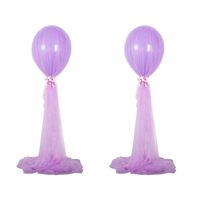 2 Juegos De Decoraciones De Con De Tul Para Festivales De Bodas Púrpura BLESIY Base de soporte de globos de tul