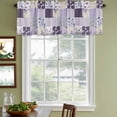 thumbnail image 3 of 2 Pack Valances for Window, Spring Floral Short Curtains for Kitchen Bedroom Living Room, Dark Purple Flowers Patchwork Grid Bohemia Rod Pocket Small Window Treatment Valance Drapes 54 x 18 Inch, 3 of 8