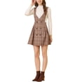 thumbnail image 5 of Allegra K Women's Checks Overalls Tartan A-Line Button Front Overall Pinafore Dress, 5 of 6