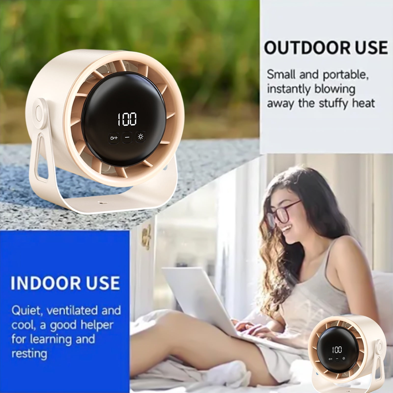 JMKQLZ Sleek Design Desktop Cooling Fan, 2025 New Multi-function LED Digital Display Fan Wireless Portable Household Silent Fan Kitchen Wall Mounted Circulator, Gift to Mom, Child