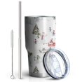 thumbnail image 2 of 30oz White Christmas Snowman Pattern Tumblers Stainless Steel Tumbler with Lid and Straw,Vacuum Insulated Double Wall Travel Tumbler Cups Mug with Cleaning Brush for Coffee,Tea, 2 of 7